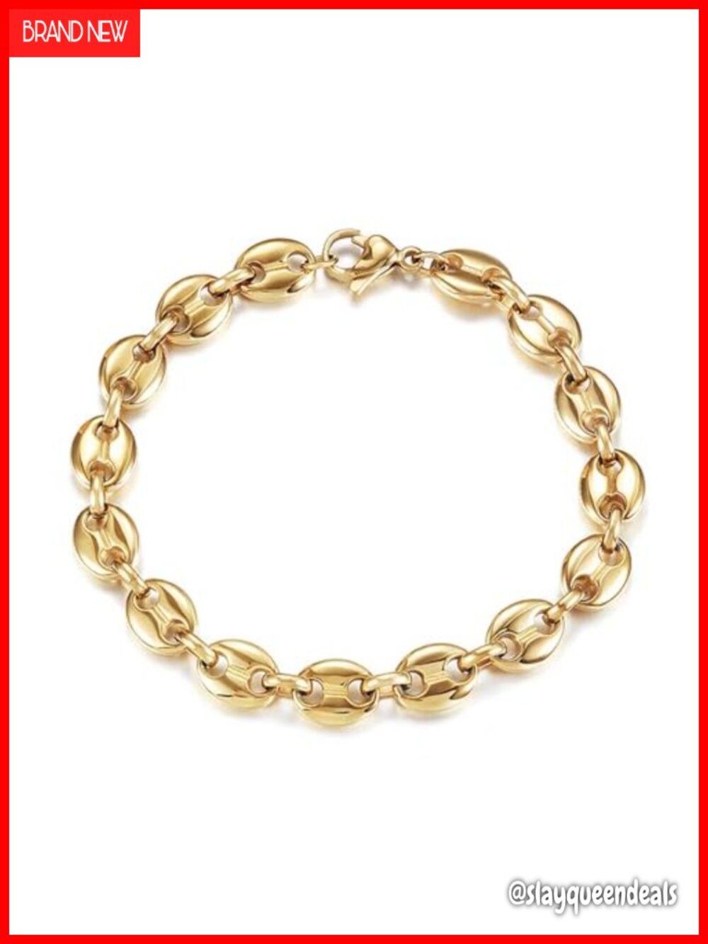 14K Gold Filled Puff Mariner Coffee Bean Link Bracelet for Women Gift